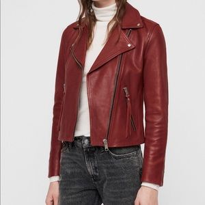 Allsaints Dalby Leather Jacket Brick Red